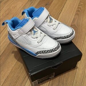 Jordan White and Blue Sneakers with Velcro Strap